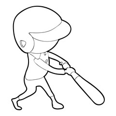 Baseball player icon, outline style