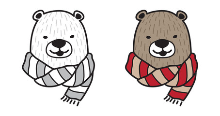 bear vector polar bear logo icon scarf illustration doodle character cartoon