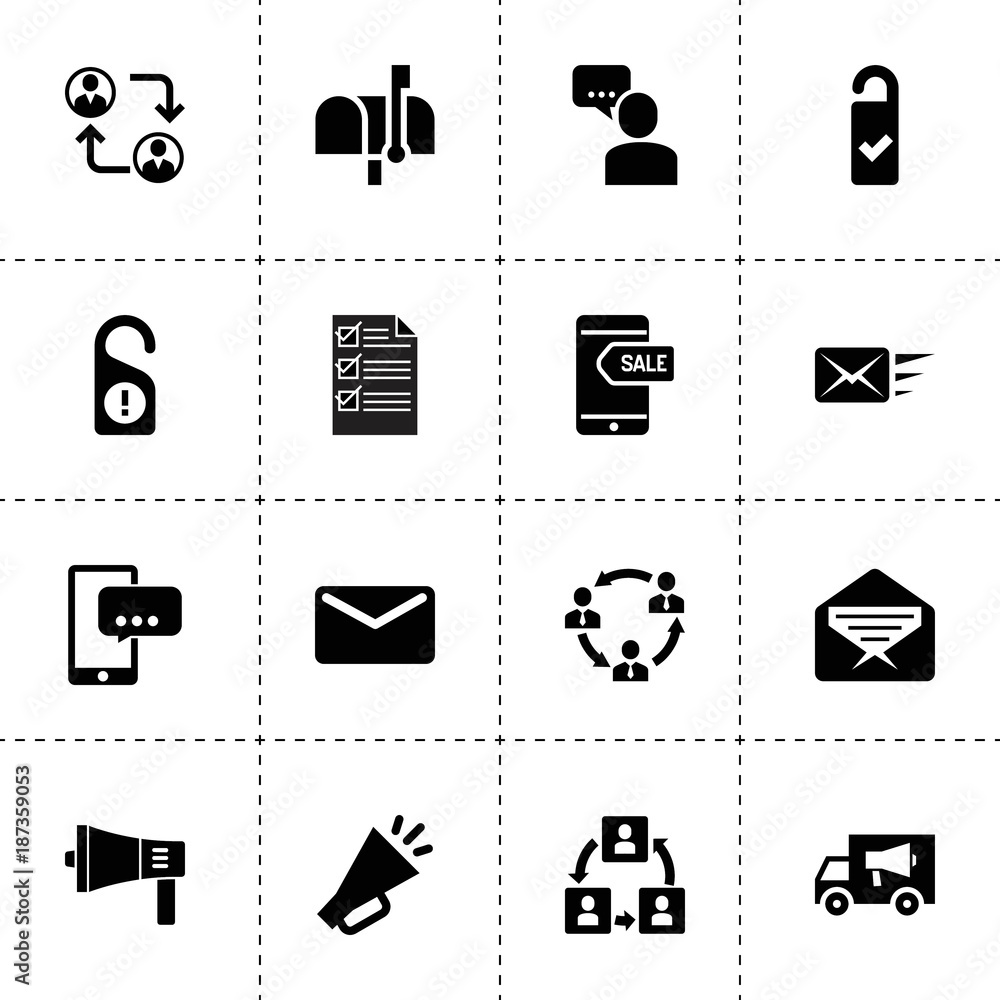 Poster message icons. vector collection filled message icons