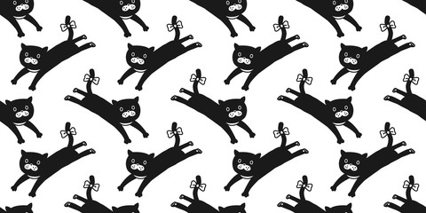 cat seamless pattern vector kitten jump isolated wallpaper background 