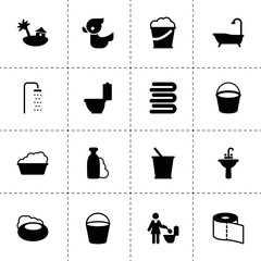 Bath icons. vector collection filled bath icons