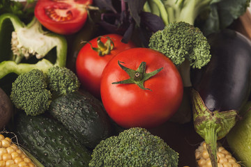 Fresh bright vegetables background