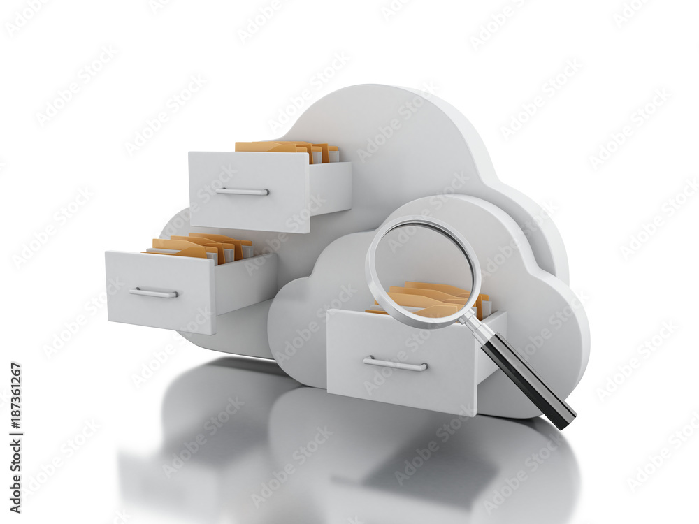 Poster 3d file storage in cloud.