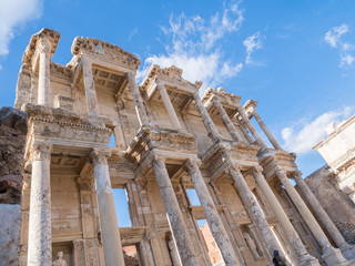 Facade of ancient Celsius Library in Ephesus, Turkey