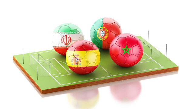 3d soccer world tournament Group B, Spain, Morocco, Portugal, Iran.