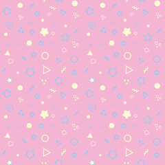 Pink stars seamless pattern on light pink mesmeric background.