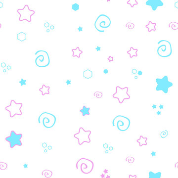 Seamless pattern baby set on pink background. cute illustration of a delicate, Princess soft color.