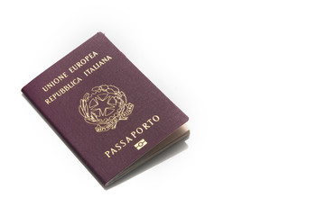 Italian passport isolated on white background