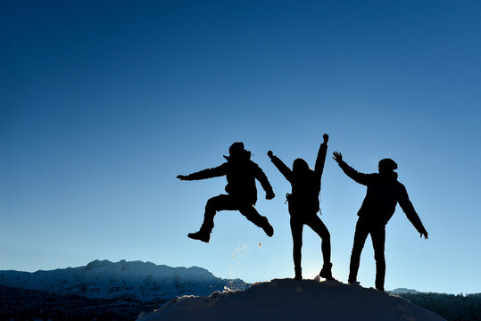 successful, joyful, happy mountaineers