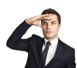 caucasian businessman looking far