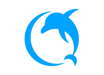 Blue dolphin icon logo concept