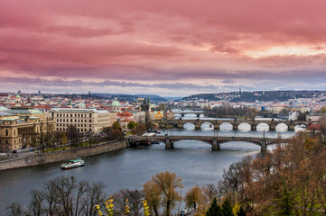 Fototapeta na wymiar Panorama of Prague city