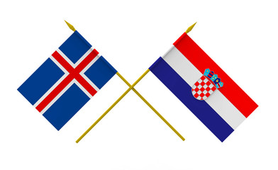 Flags, Iceland and Croatia