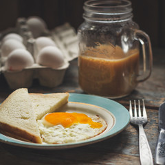 fried eggs with toast