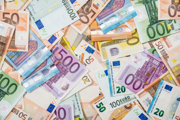 Obraz na płótnie Canvas background of all euro bills for dwsing