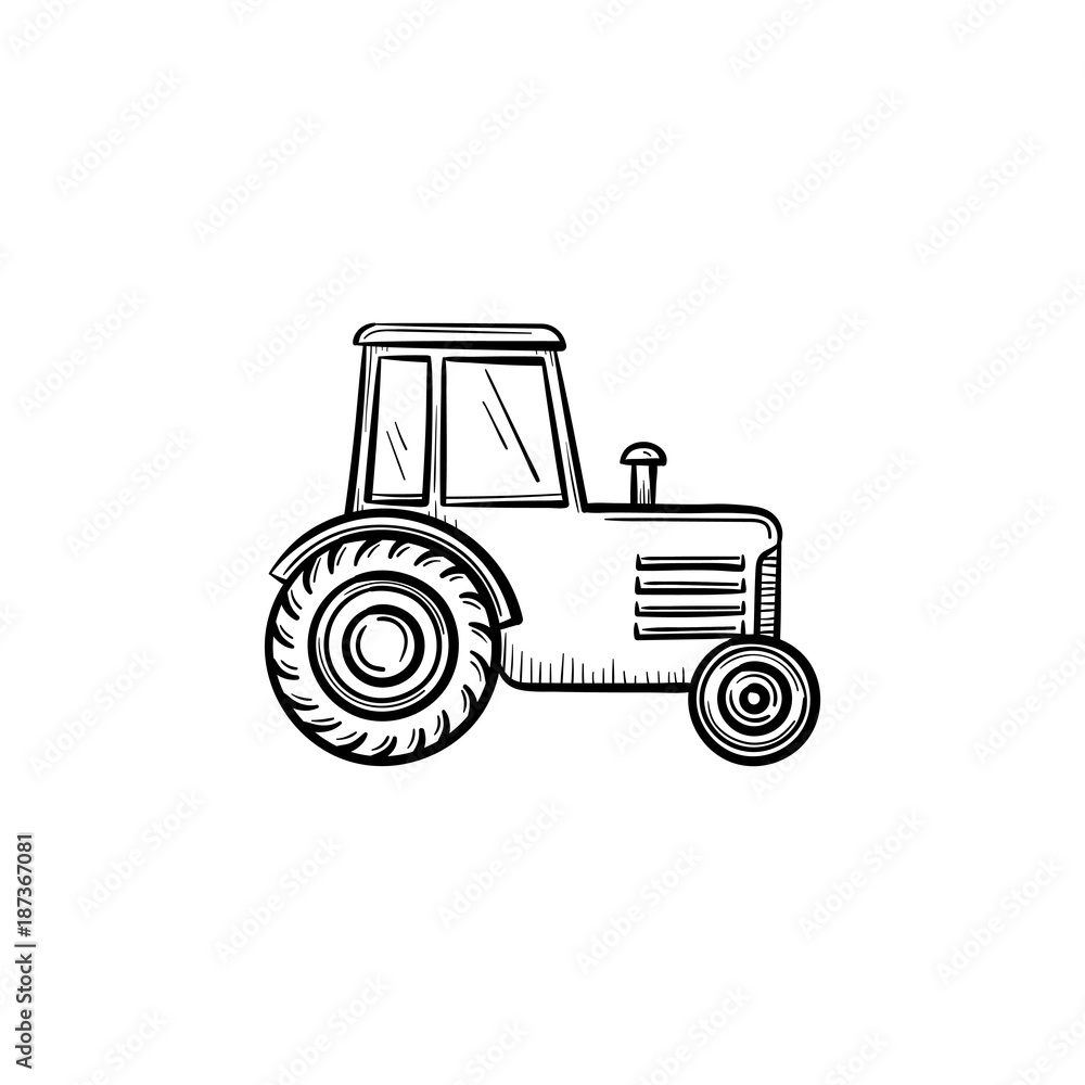 Canvas Prints vector hand drawn tractor outline doodle icon