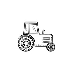 Vector hand drawn Tractor outline doodle icon