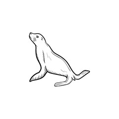 Vector hand drawn Fur seal outline doodle icon. Fur seal sketch illustration for print, web, mobile and infographics isolated on white background.