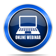 Online webinar vector icon. Modern design blue silver metallic glossy web and mobile applications button in eps 10