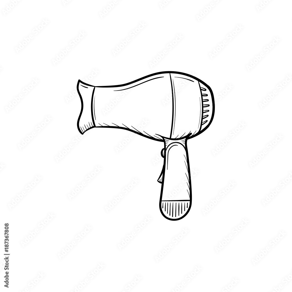 Poster vector hand drawn hair dryer outline doodle icon. hair dryer sketch illustration for print, web, mob