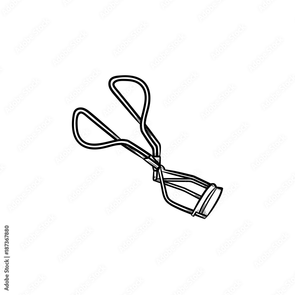 Poster Vector hand drawn Eyelash curler outline doodle icon. Eyelash curler sketch illustration for print, web, mobile and infographics isolated on white background.