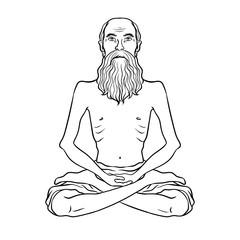 Yogi meditation coloring book vector illustration