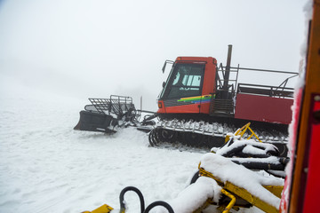 Ratrak in a winter mountain resort.