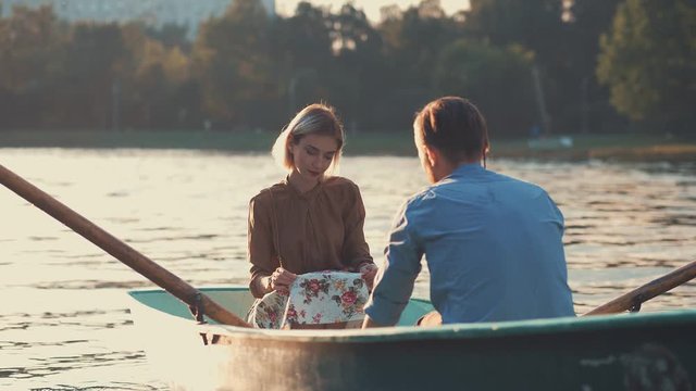 Young couple on a boat