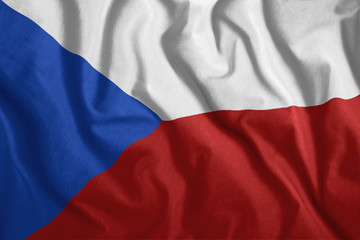 The Czech flag is flying in the wind. Colorful, national flag of the Czech Republic. Patriotism, a patriotic symbol.