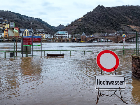 Hochwasser, Mosel, Cochem, Rheinland-Pflalz