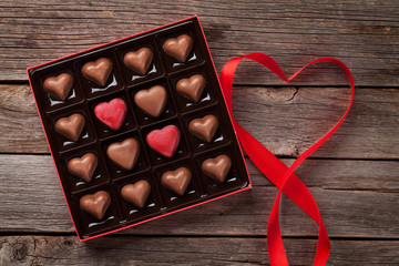 Valentines day greeting with heart chocolate box