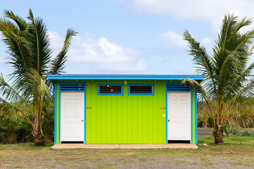 Fototapeta na wymiar Bright colourful restroom facility Oahu, Hawaii