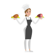 Isolated female chef.