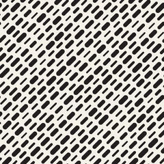 Black and White Irregular Rounded Dashed Lines Pattern. Modern Abstract Vector Seamless Background. Stylish Chaotic Rectangle Stripes Mosaic
