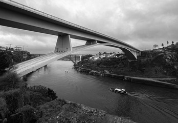 Porto. View of the city, the river Duoro and the Infante bridge. Portugal.