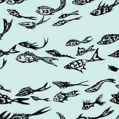 pattern of the drawn decorative fishes