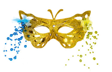 Elegant carnival mask for the Mardi Gras festival, isolated on white background