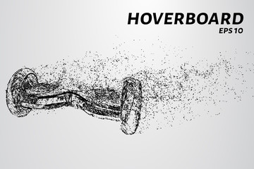 Fototapeta na wymiar The hoverboard from the particles. The hoverboard consists of circles and points. Vector illustration.