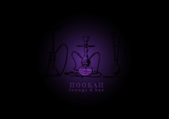 Hookah. Lounge and bar. Vector illustration in ink hand drawn style. 