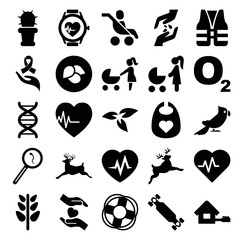 Life icons. set of 25 editable filled life icons