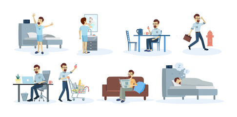 Man's daily routine.