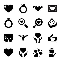 Valentine icons. set of 16 editable filled valentine icons