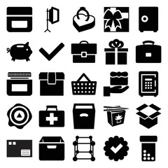 Box icons. set of 25 editable filled box icons