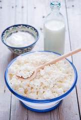 Organic Farming Cottage cheese, sour cream and milk