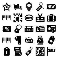 Tag icons. set of 25 editable filled tag icons