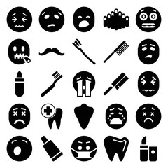 Mouth icons. set of 25 editable filled mouth icons