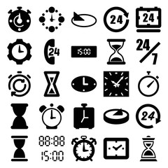 Hour icons. set of 25 editable filled hour icons