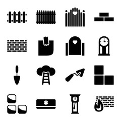 Wall icons. set of 16 editable filled wall icons