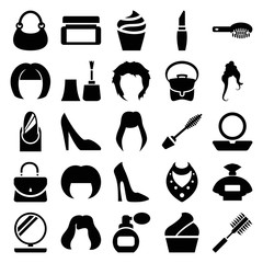 Glamour icons. set of 25 editable filled glamour icons
