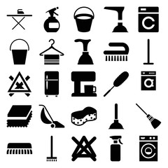 Household icons. set of 25 editable filled household icons